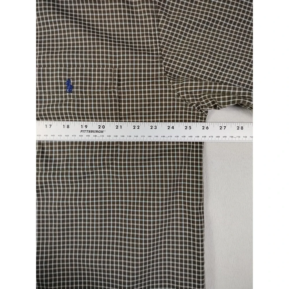Polo Ralph Lauren Shirt Mens XL Brown Check Short Sleeve Button Down Casual